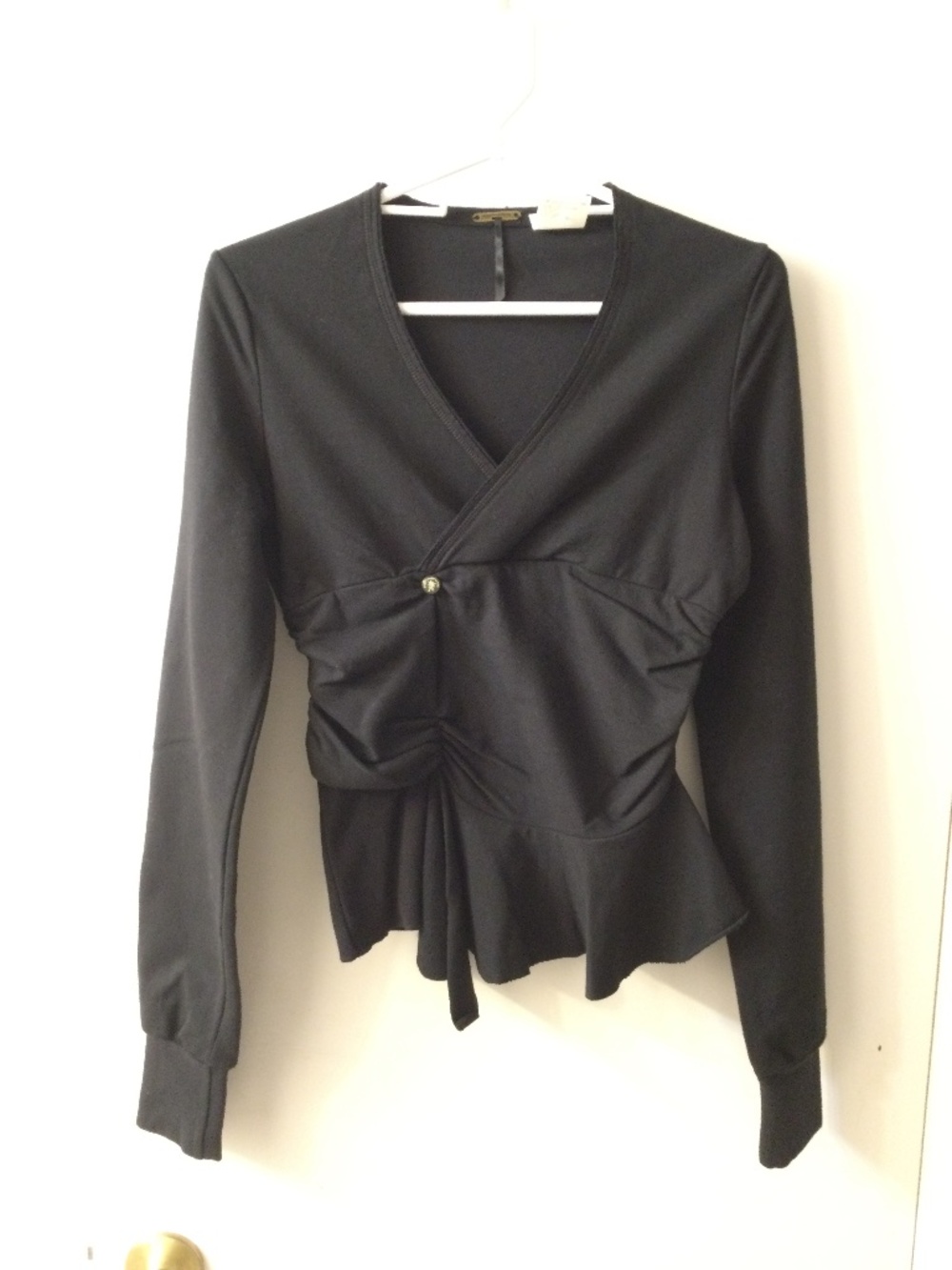 Fornarina Vintage Black Faux Wrap Sweatshirt  Studded Crown & Heart  Back Small